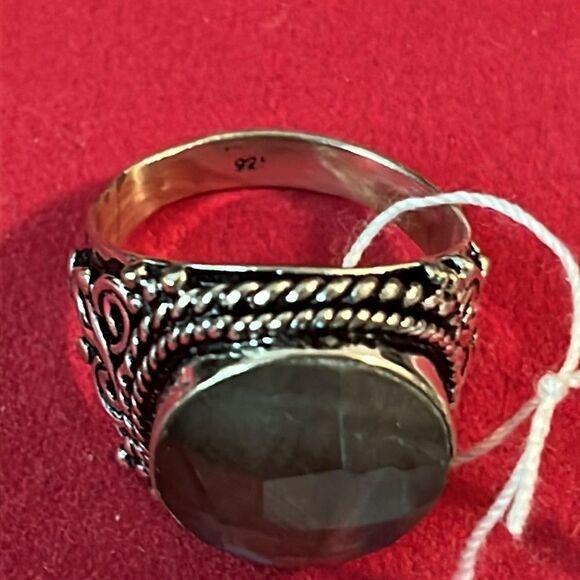 Gorgeous Faceted Artesian Crafted Labradorite Ring Sterling Silver Sz 8.5 - Picture 10 of 13